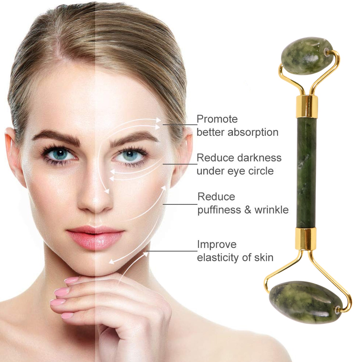 Facial Roller with Dual Jade Heads  Facial Roller with Dual Jade Heads